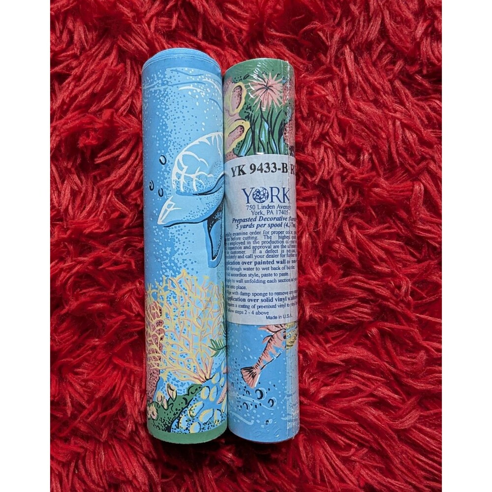York Prepasted Wallpaper Border YK 9433-B Ocean Fish Whale Coral 5yd Lot of 2